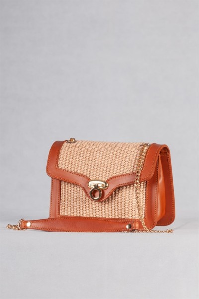 Tσάντα χειρός/ώμου από δέρμα και ψάθα The Holy Bag