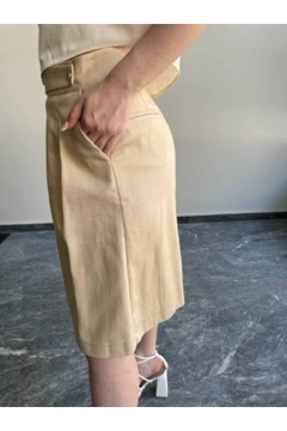 Ζίπ κιλότ σορτς Imperial Μπεζ