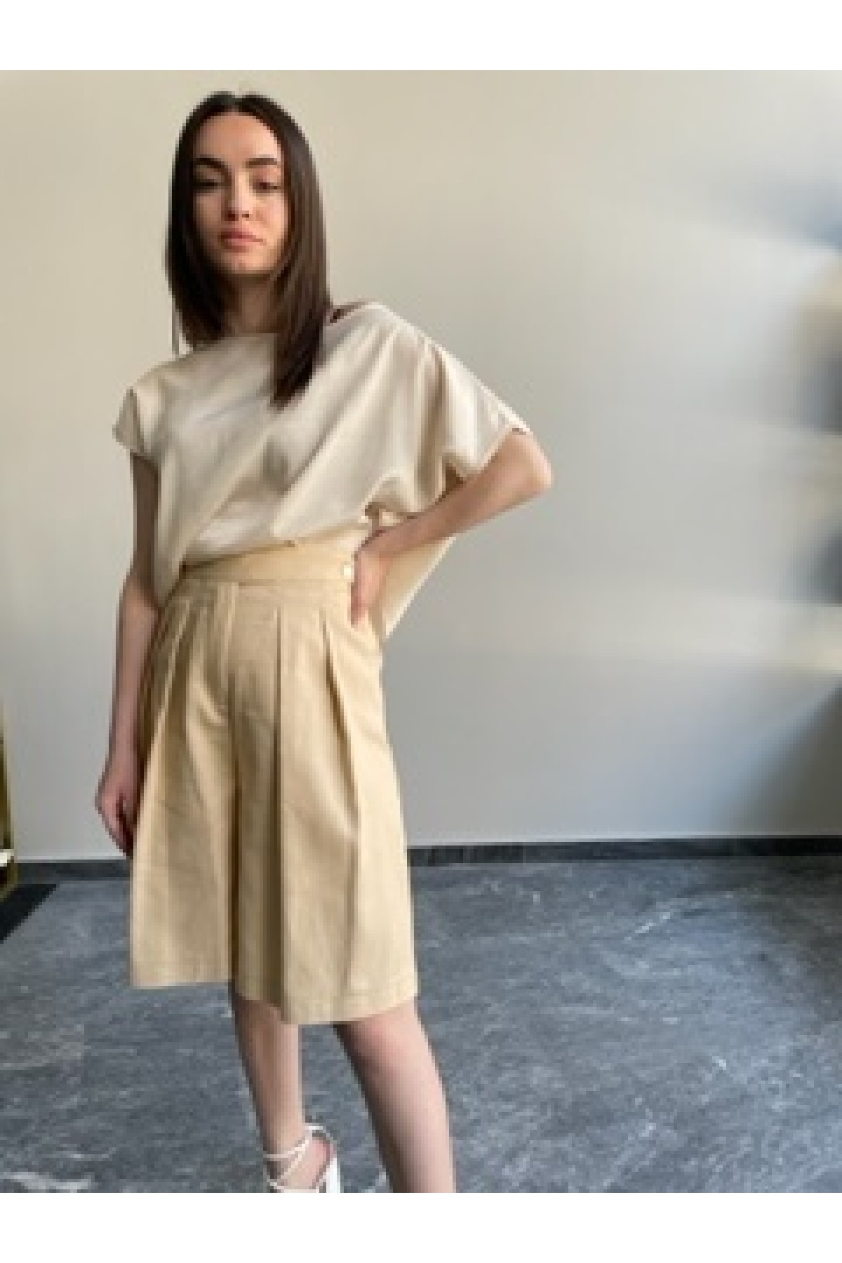 Ζίπ κιλότ σορτς Imperial Μπεζ