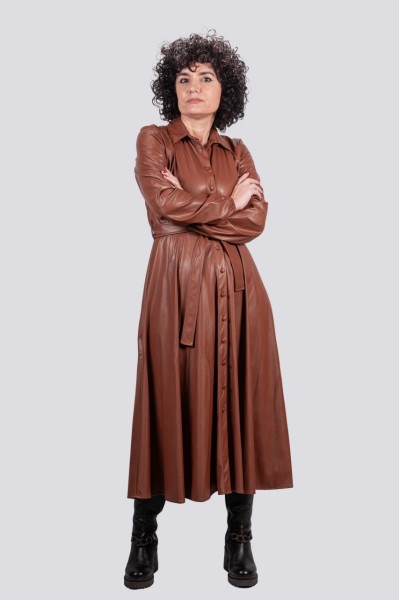 Φόρεμα δερμάτινο Gaimattiolo καφέ