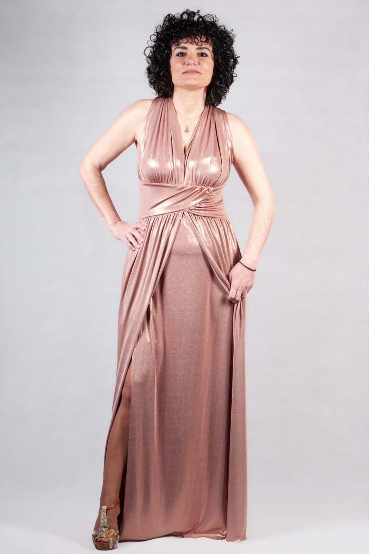 Φόρεμα Μεταλιζέ Μπρονζέ