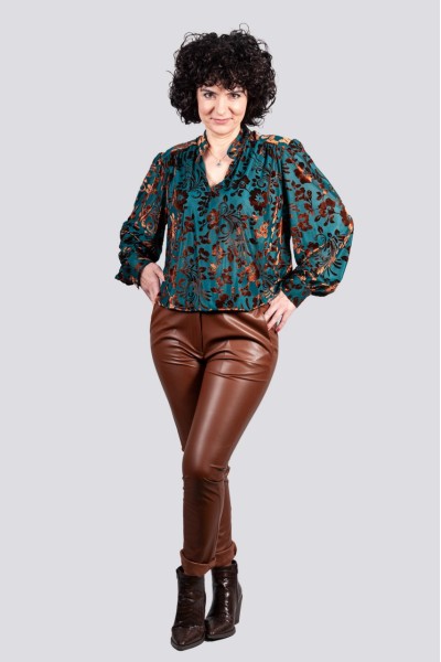 Παντελόνι GM by Gaimattiolo  καφέ δερματίνη