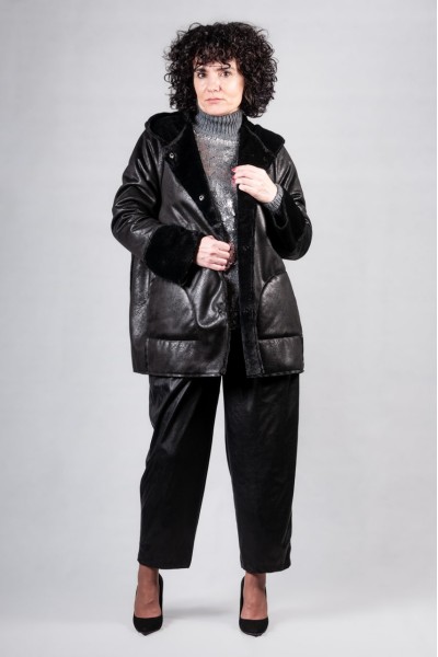 Μπουφάν με γούνα Lola μαύρο