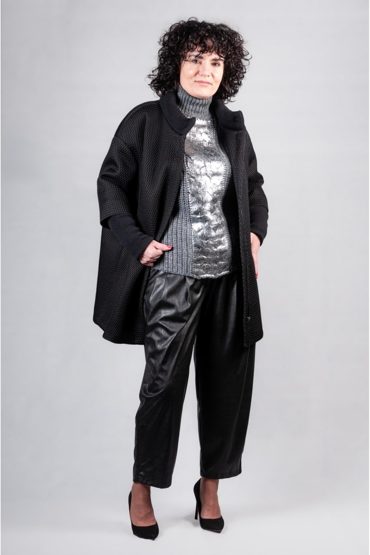 Μπουφάν-Ζακέτα Sandro Ferrone μαύρο