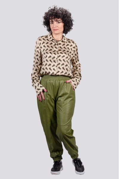 Παντελόνι δερματίνη Gold Glow πράσινο