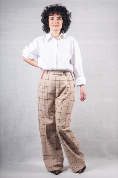 Παντελόνι Souvenir μπεζ-ριγέ